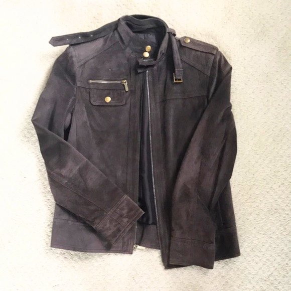 Anne Klein Jackets & Blazers - Suede Leather Moto Jacket